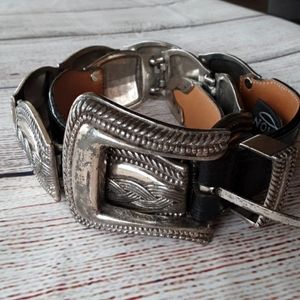 Ladies black and silver Brighton Belt Small Medium